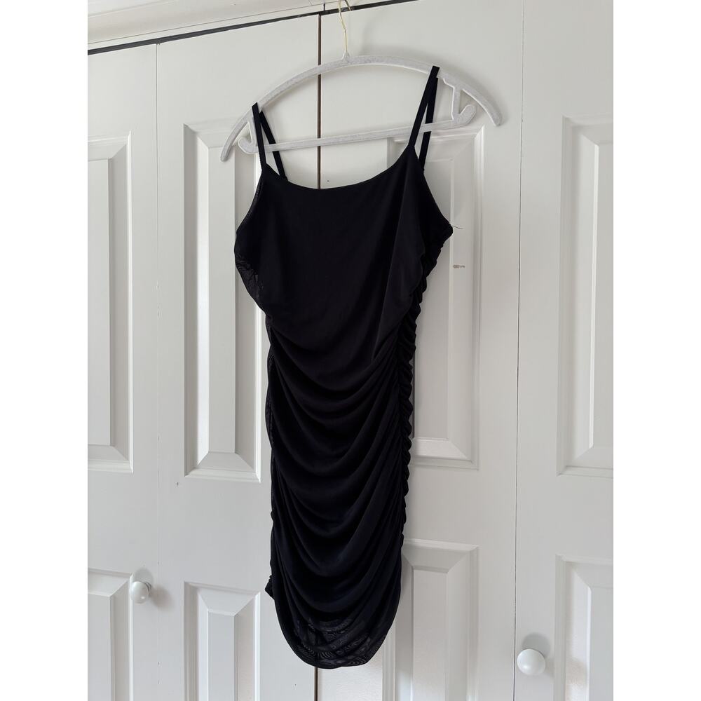 Love J Black Ruched Sleeveless Dress Medium - Picture 2 of 8